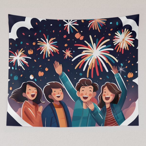 Item preview, Friends Having A Good Time With Fireworks designed and sold by VivaIconicPrint.