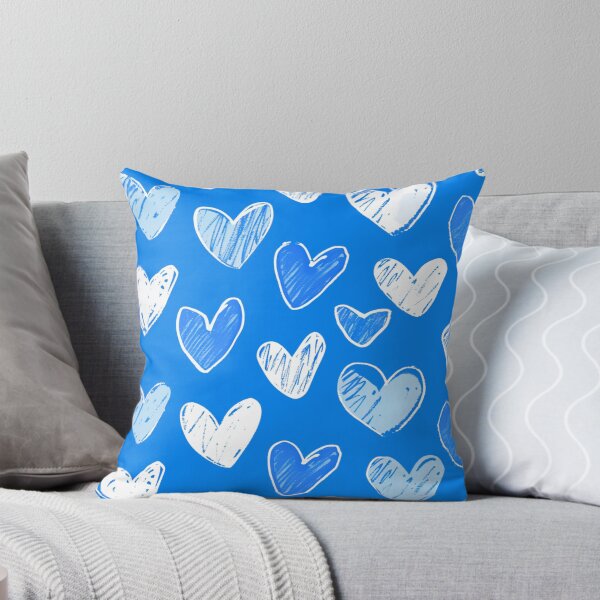 Aperçu de l'œuvre Blue Serenade : motifs de cœur de style croquis créée et vendue par ColorfulVanilla.