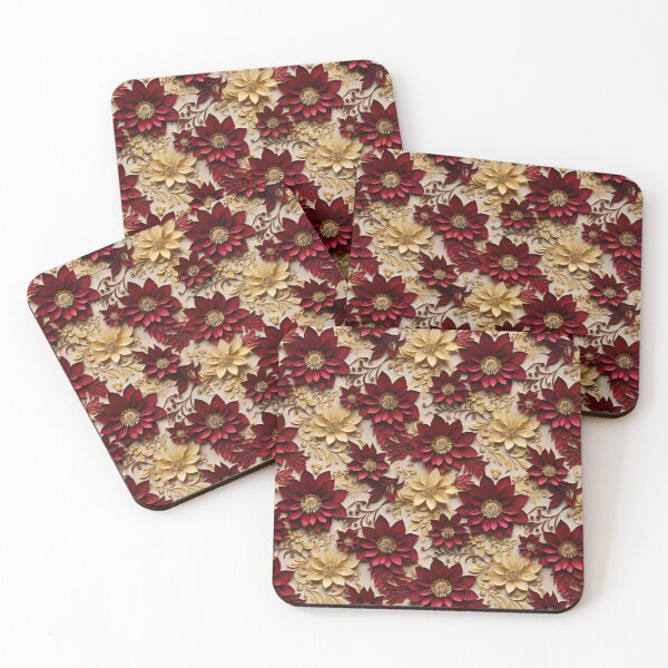 Item preview, Maroon and Gold Floral Pattern designed and sold by NateFellhauer.