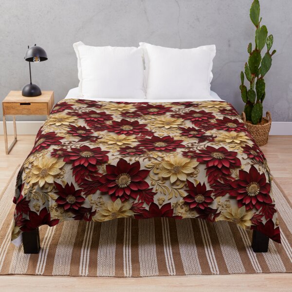 Item preview, Maroon and Gold Floral Pattern designed and sold by NateFellhauer.