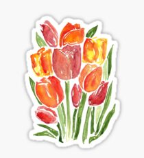 Orange Watercolor Tulips Sticker
