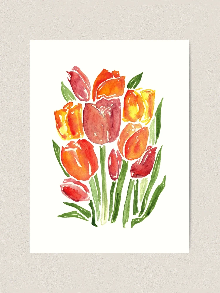 Orange Watercolor Tulips