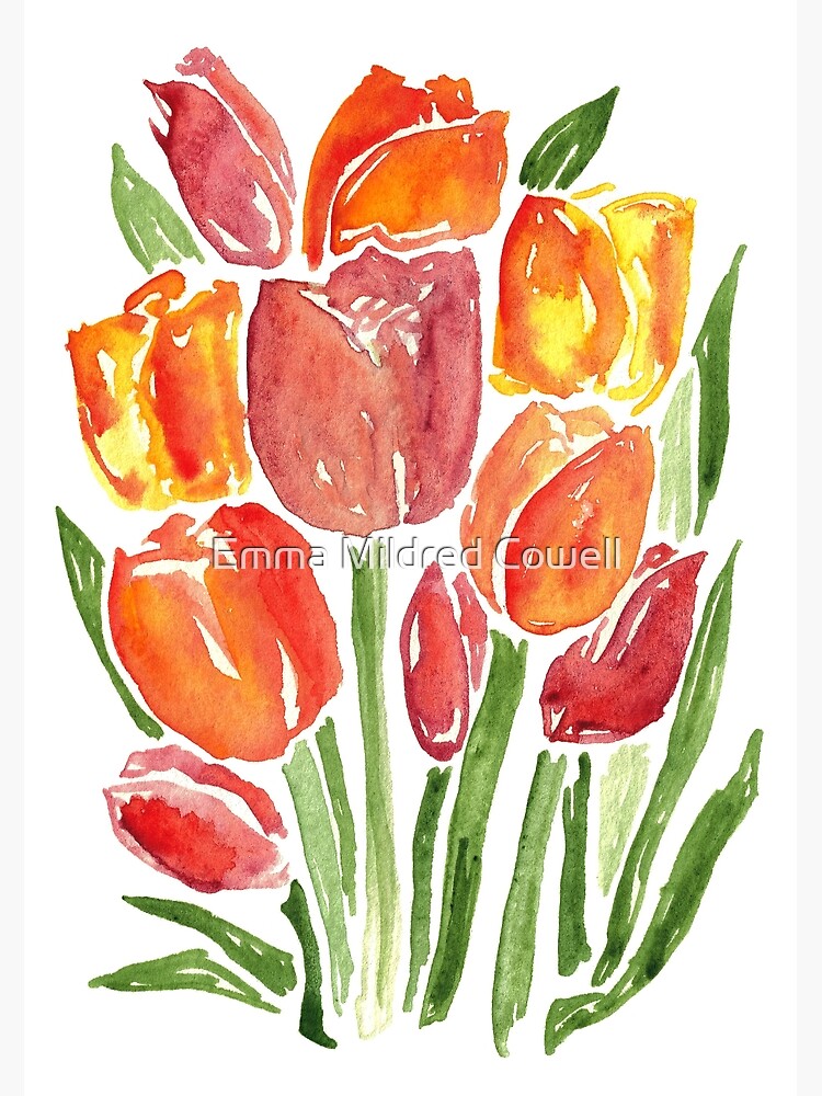 Orange Watercolor Tulips