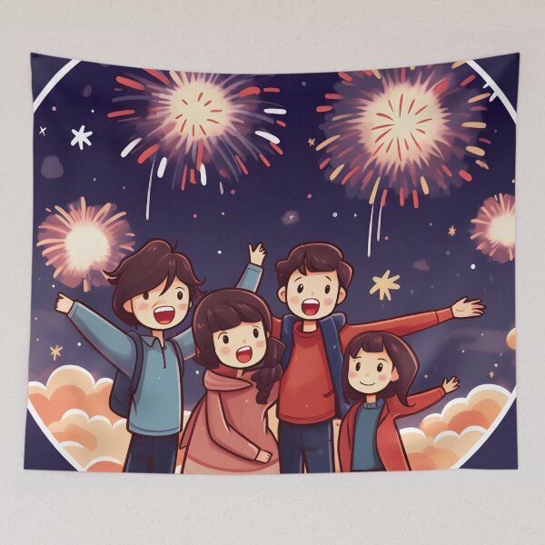Item preview, Best Friends Singing At Night With Fireworks designed and sold by VivaIconicPrint.