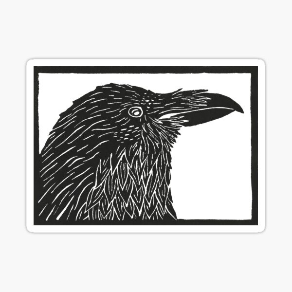 Item preview, Crow Block Linoleum Print designed and sold by hannahsbennett.
