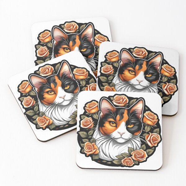 Item preview, Calico Cat Orange Rose Wreath designed and sold by notakename.