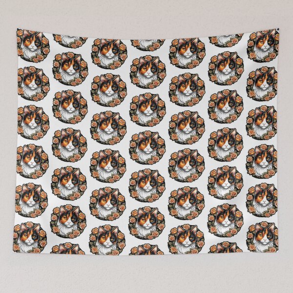 Item preview, Calico Cat Orange Rose Wreath designed and sold by notakename.