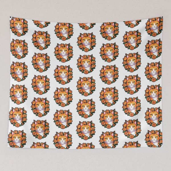 Item preview, Orange Cat Orange Rose Wreath designed and sold by notakename.