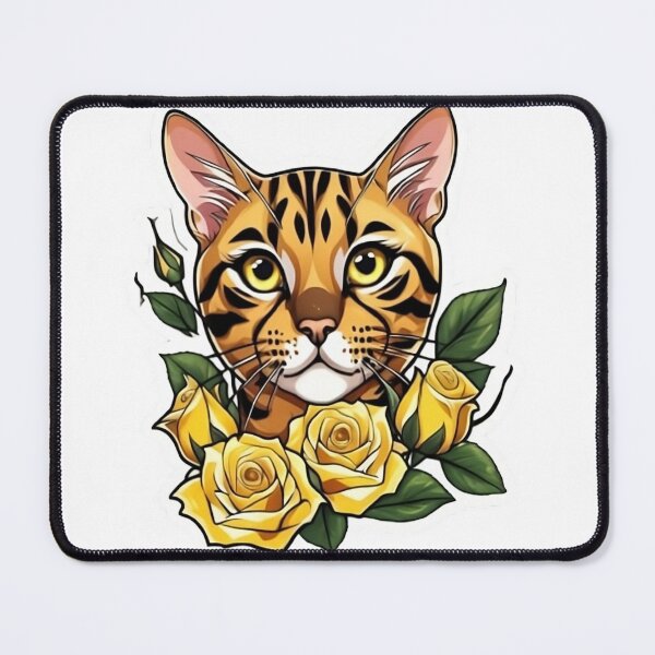 Item preview, Bengal Cat Yellow Rose Accent designed and sold by notakename.