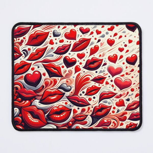 Item preview, Cherry Red Crazy Hearts & Lips Pattern designed and sold by Teas-Talents.