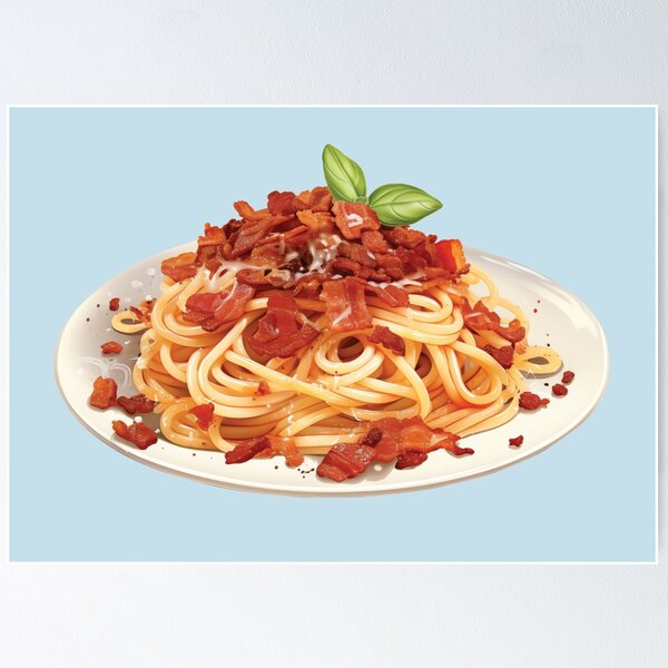 Item preview, Plate of Spaghetti Cabonara With Bacon Bits designed and sold by Alicia Chee.
