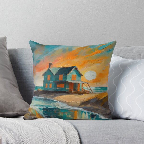 Item preview, Painting of a beach house at sunset designed and sold by fotofeast.