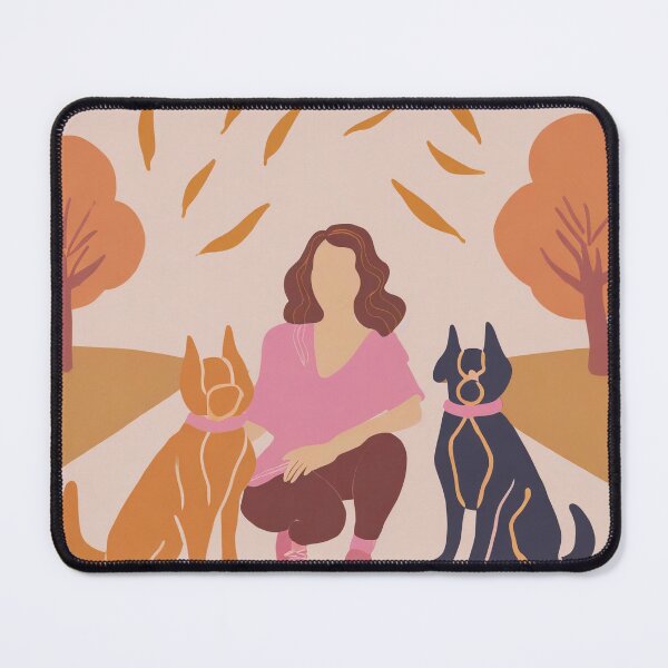 Item preview, Woman surrounded by dogs at a city park designed and sold by fotofeast.