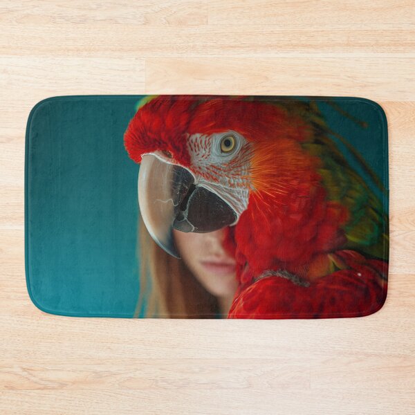 Item preview, Red Parrot Woman Portrait | Exotic Tropical Bird Art Print designed and sold by VUK VESOVIC.
