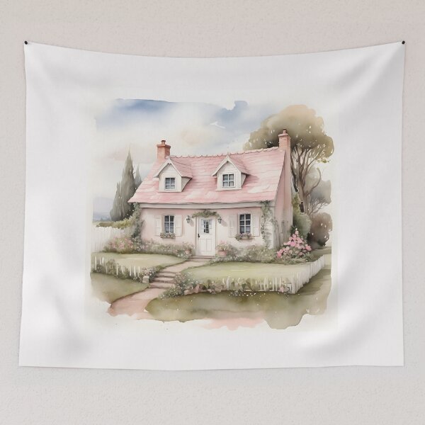 Item preview, Country Cottage Watercolor Painting designed and sold by SloganExpress.