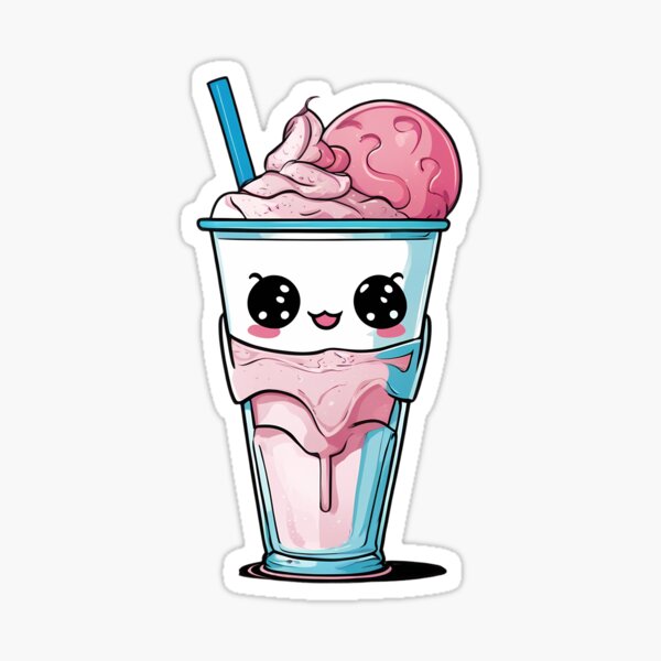 Cartoon Kawaii Cute Smiley Milkshake Food/Drink Premium Vinyl Stickers YUM!