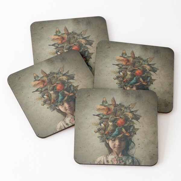 Item preview, Surreal Girl Birds Fruit Head | Whimsical Nature Fantasy Art designed and sold by VUK VESOVIC.