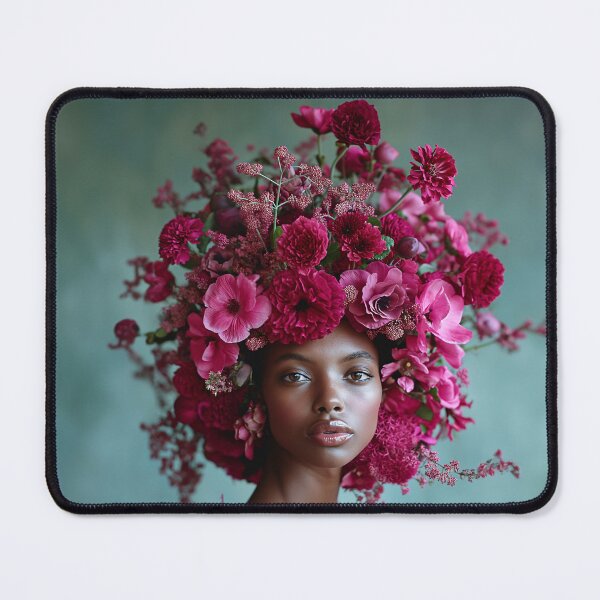 Item preview, Pink Flower Crown African Woman | Floral Headpiece Portrait designed and sold by VUK VESOVIC.