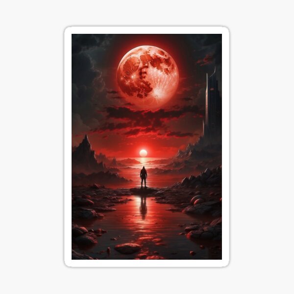 red moon Sticker