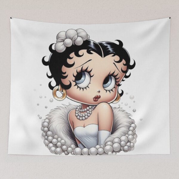 Item preview, Classic Elegance: Betty Boop in White Fur and Pearls designed and sold by LyssasMindArt.