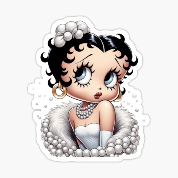 Item preview, Classic Elegance: Betty Boop in White Fur and Pearls designed and sold by LyssasMindArt.