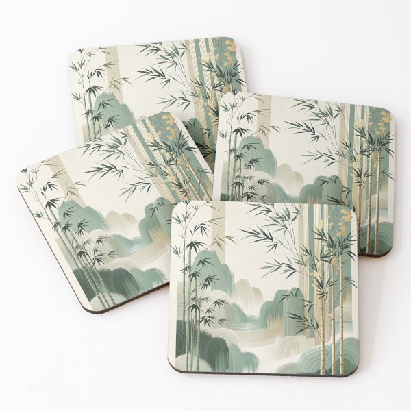 Item preview, Tranquil Japandi Landscape - Bamboo and Water I designed and sold by Nicholson Street Creative.