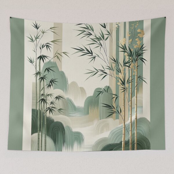 Item preview, Tranquil Japandi Landscape - Bamboo and Water I designed and sold by Nicholson Street Creative.