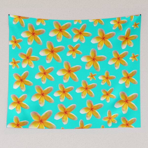 Item preview, Yellow Frangipanis on Aqua designed and sold by ppddesigns.