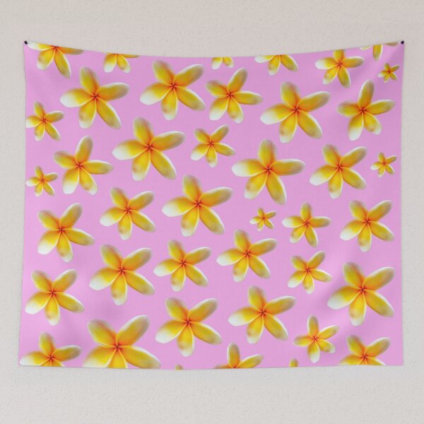 Item preview, Yellow Frangipanis on a Pink Background designed and sold by ppddesigns.