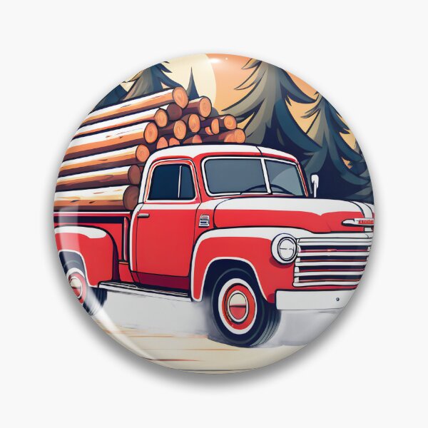 Item preview, Red Logging truck designed and sold by Cardsurveyors.