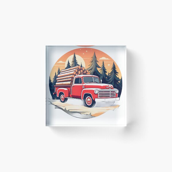 Item preview, Red Logging truck designed and sold by Cardsurveyors.