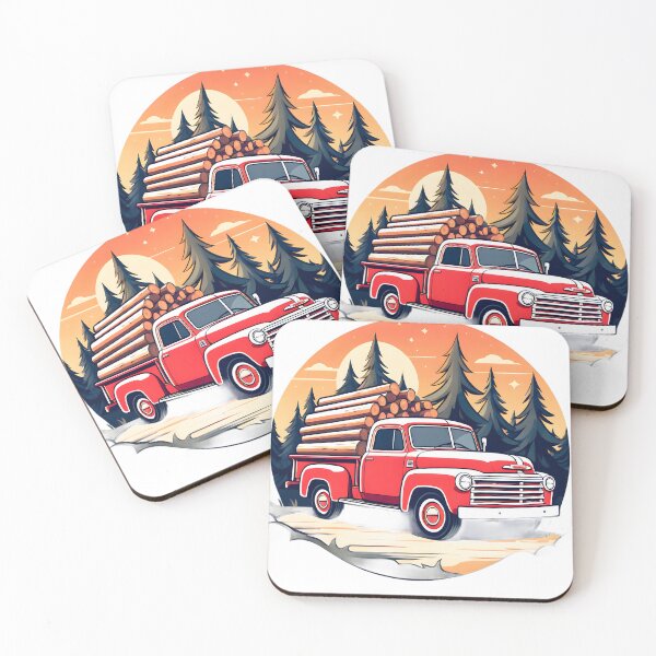 Item preview, Red Logging truck designed and sold by Cardsurveyors.