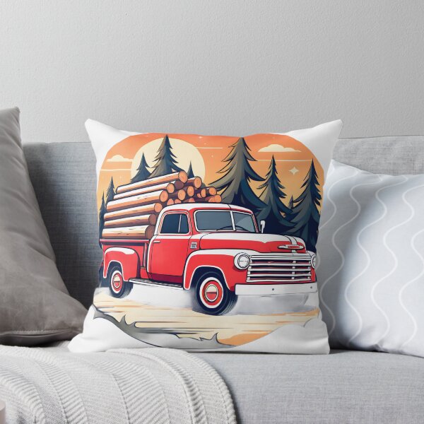 Item preview, Red Logging truck designed and sold by Cardsurveyors.