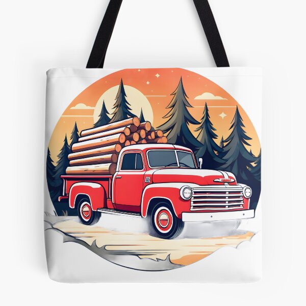 Item preview, Red Logging truck designed and sold by Cardsurveyors.