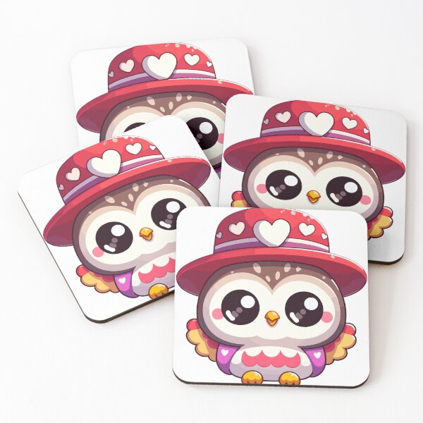 Item preview, Cute Kawaii Valentine's Owl with a Hearts Hat designed and sold by LuvleighArt.