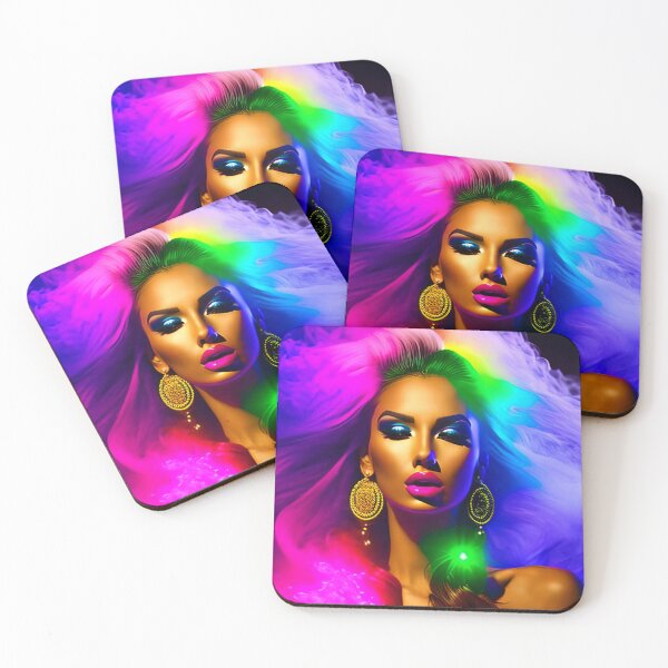 Item preview, A captivating vision of a beautiful lady immersed in a surreal kaleidoscope of vibrant, psychedelic colors, emanating an enchanting and ethereal glow. designed and sold by LekkerPrintz.