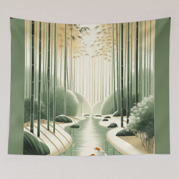 Item preview, Tranquil Japandi Landscape IV - Bamboo and Water designed and sold by Nicholson Street Creative.