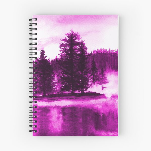 Aperçu de l'œuvre Paysage aquarelle lac Misty lilas créée et vendue par DarinaDrawing.