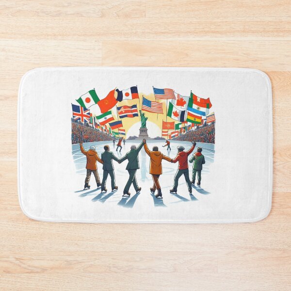 Item preview,  The scene of ALL NATIONS holding FLAGS, MOVEMENT of peace, accompanied by their pets and entire families, protesting for peace. signs held by men and women marching in a city street.:  Watercolor designed and sold by PaintMeWorld.