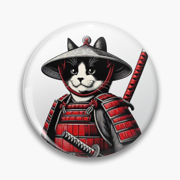 Item preview, Cute cat wearing samurai uniform and holding katana 2 designed and sold by slamnoah.