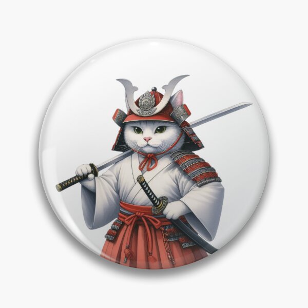 Item preview, Cute cat wearing samurai uniform and holding katana 3 designed and sold by slamnoah.