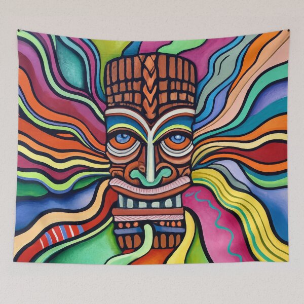 Item preview, Mid Century Tiki Elegance Hawaiian Mask Art designed and sold by Tamas Das.