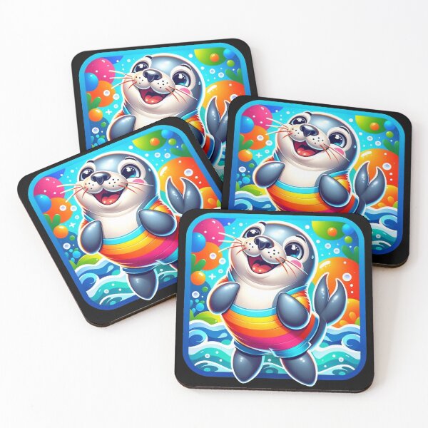 Item preview, Joyful Seal in Rainbow Swimsuit designed and sold by Zwembad Vergelijker.