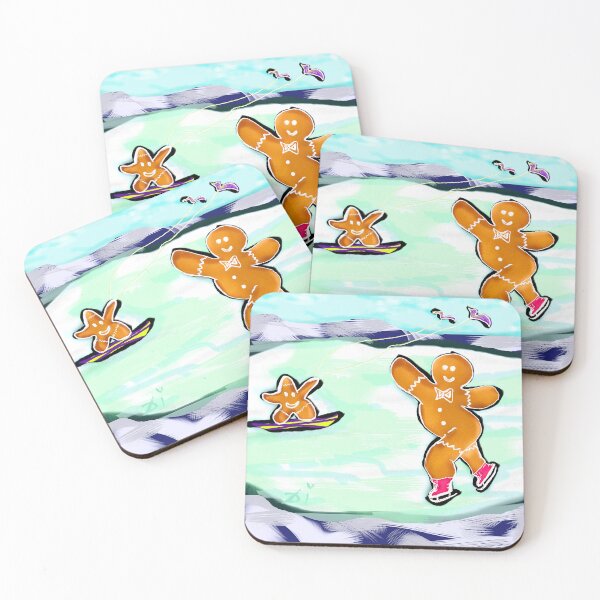 Item preview, Funny gingerbread cookies skating on ice playground designed and sold by Dilyana Rumenova - Shantabella.