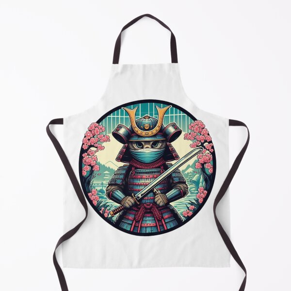 Item preview, Cute cat wearing samurai uniform and holding katana 8 designed and sold by slamnoah.
