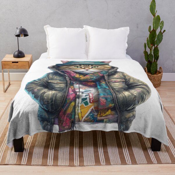 Item preview, cute street cat wearing a jacket and hat designed and sold by jnsmerchstore.
