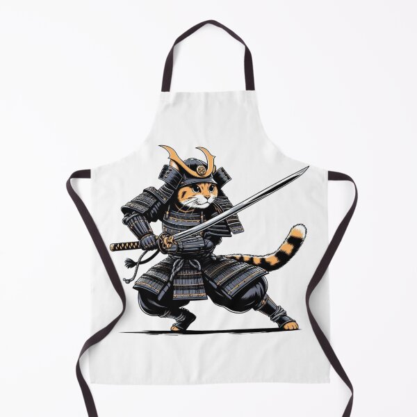 Item preview, Cute cat wearing samurai uniform and holding katana 9 designed and sold by slamnoah.