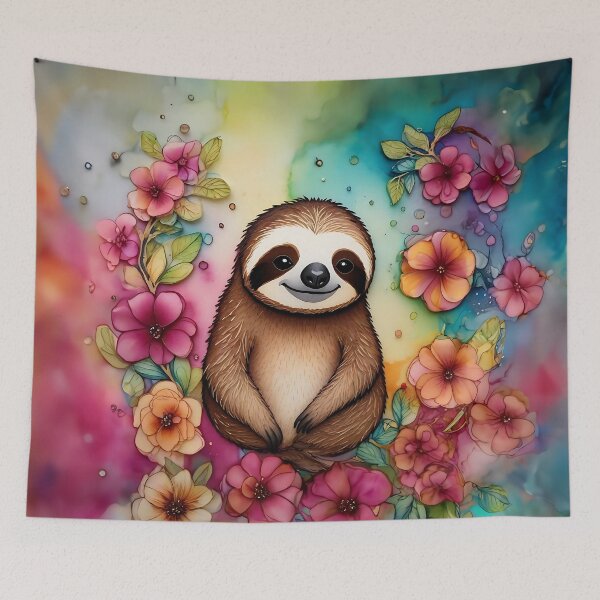 Item preview, Vibrant Cute Sloth with Flowers designed and sold by Frogs All Mighty  & Friends.