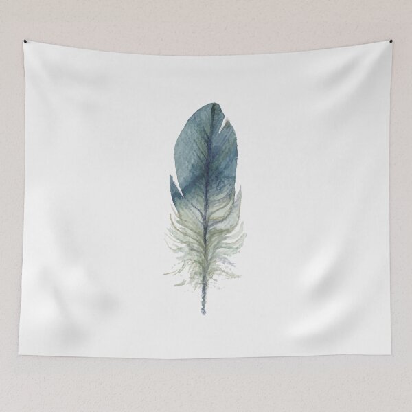 Item preview, Boho chic watercolor blue feather designed and sold by Citronelladesig.