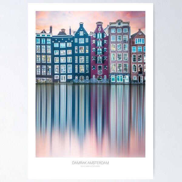 Narrow houses of Damrak, Amsterdam Poster